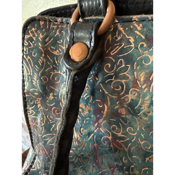 Patricia Nash Handcrafted Embossed Leather Tote Bag With Tassel & Floral Design - Picture 5 of 16